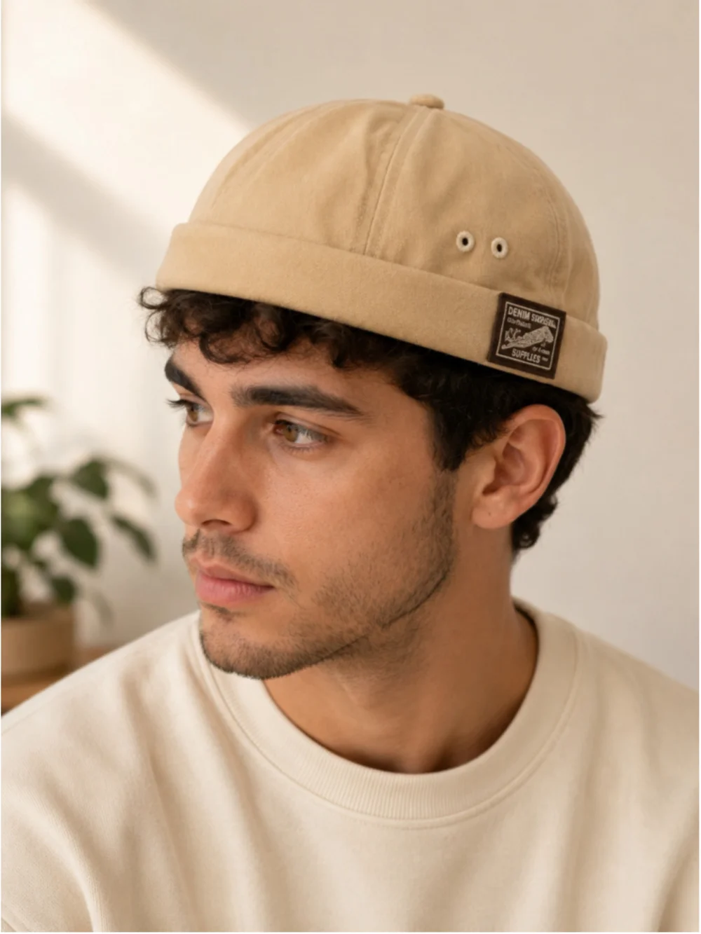 The NoBrim Retro Brimless Cap – Beige – Adjustable